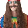 Hippie Man Costume Wig & Moustache (Brown) -Fantasy Fits Sales 70666 full 1