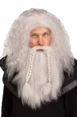 Viking Warrior Wig & Beard (Grey)