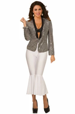 Women's Silver Disco Sequin Blazer