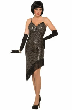 Twilight Black Sequin Flapper Adult Costume
