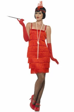 Short Flapper Dress Adult Costume (Red)
